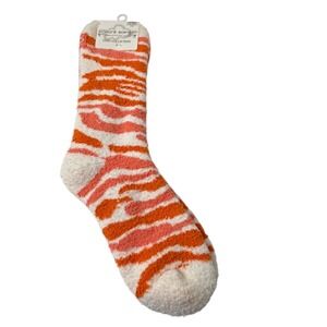 Worlds Softest Cozy Collection Coral Wave Zebra Print Fuzzy Socks Women sz 6-11
